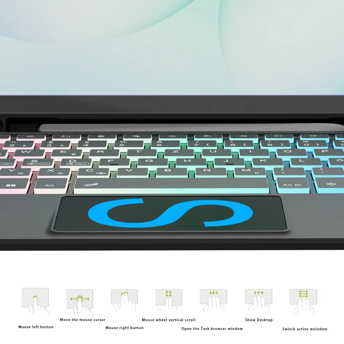 für Samsung Tab A11+ Plus/A9+ Plus 11 Zoll Hülle mit Tastatur: Galaxy A11 Plus Tablet Tastatur mit Touchpad & 3-Zozen-7-Farbige Beleuchtung - Deutsches QWERTZ-Layout Tastaturen Hülle mit Pen Halter