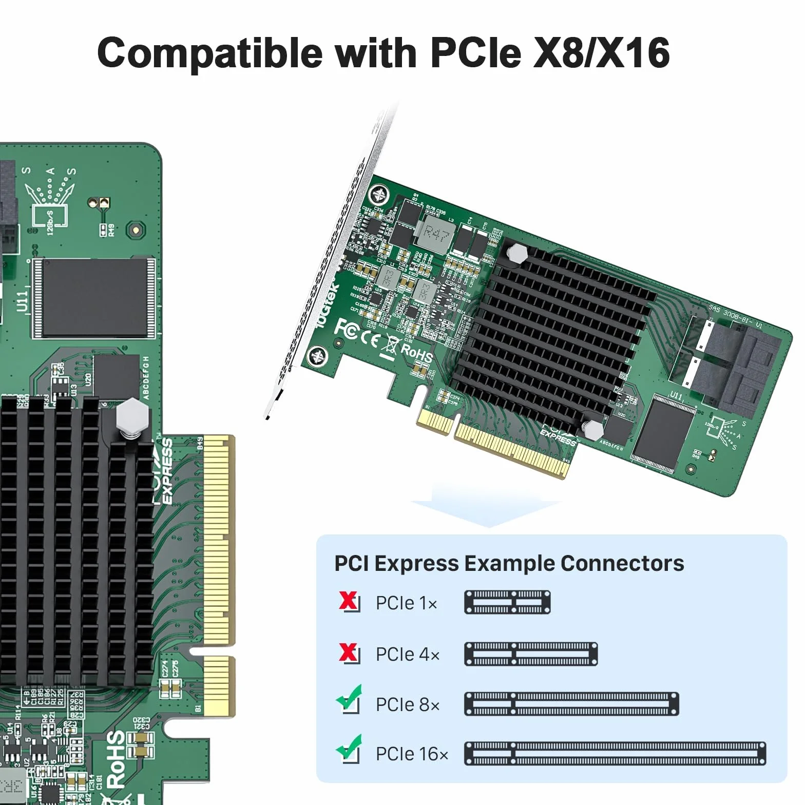 Broadcom SAS 3008 PCI-E SAS/SATA HBA RAID-Controllerkarte, kompatibel mit SAS 9300-8I