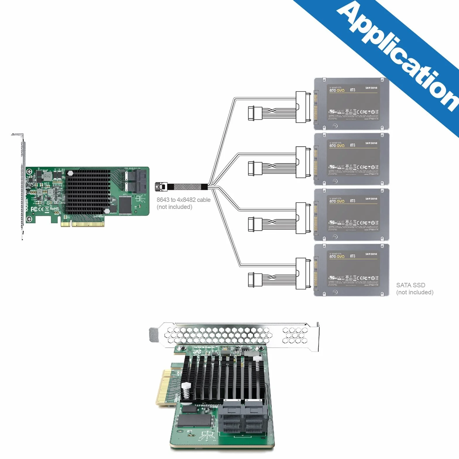Broadcom SAS 3008 PCI-E SAS/SATA HBA RAID-Controllerkarte, kompatibel mit SAS 9300-8I