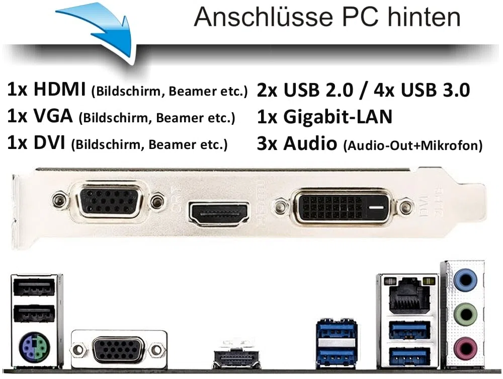 shinobee Gaming PC AMD Ryzen 3 3100 16GB DDR4 RAM GTX 750 2GB 512GB NVMe SSD Win11 WLAN RGB 3 Jahre Garantie