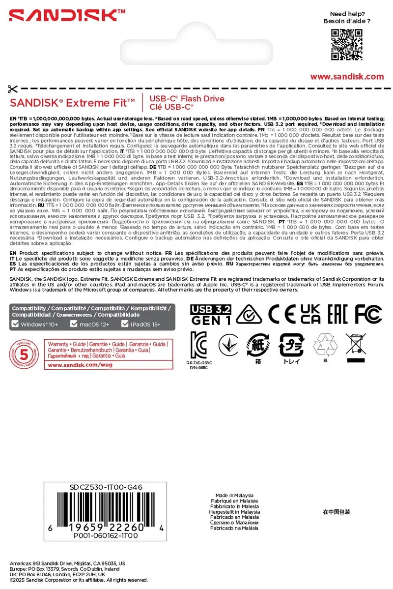 SANDISK Extreme Fit USB Flash-Laufwerk 256 GB 400 MB/s Lesegeschwindigkeit