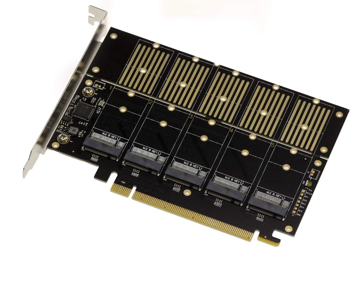 KALEA-INFORMATIQUE PCIe 3.1 x16 Controller Karte 5 M.2 NGFF B Key B+M Key SATA SSD SATA Festplatten JMB585 High Low Profile