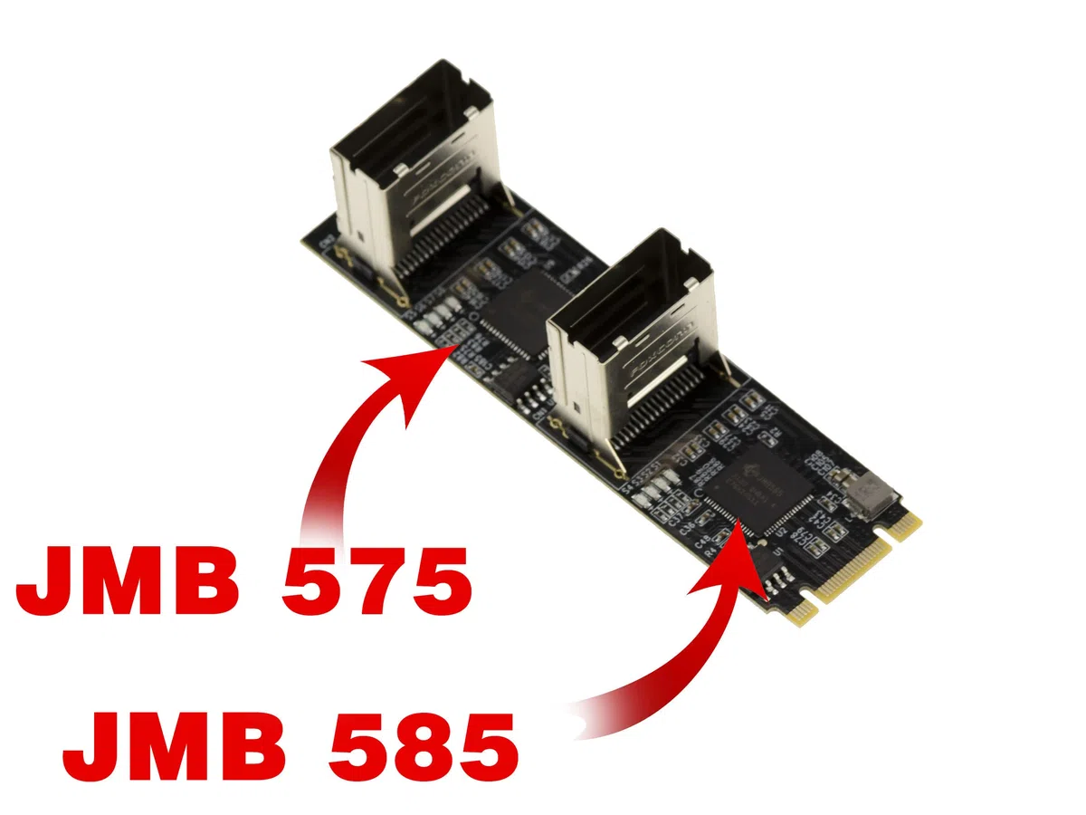KALEA-INFORMATIQUE M.2 Karte 8 Ports SATA 3.0 6Gbps PCIe 3.0 M-Key B+M JMB585 JMB575 MiniSAS SFF-8087