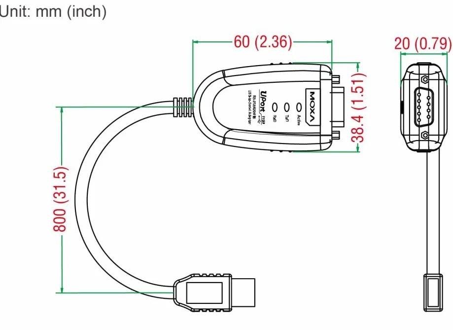 Uport 1110 Moxa USB-zu-RS232-Konverter serielle Schnittstellen