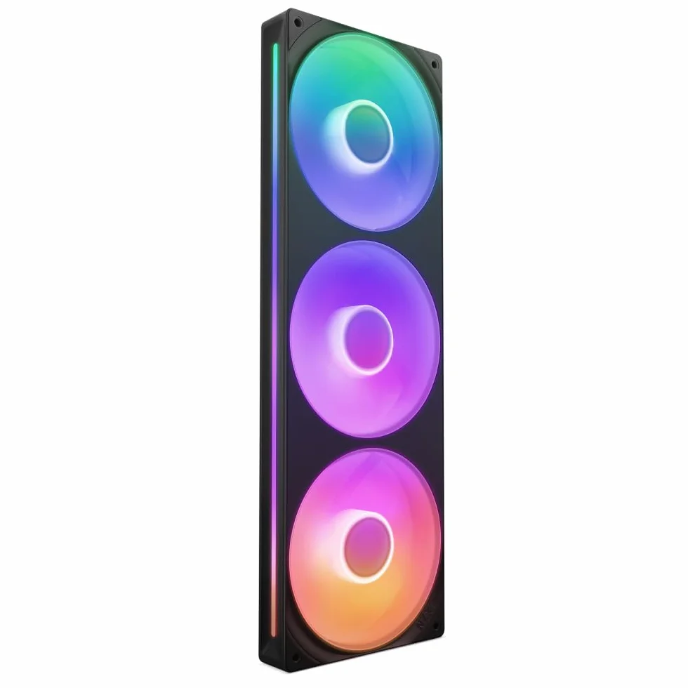 NZXT F360 RGB Core - 360 mm Einzelrahmen-Lüftereinheit mit 3 x 120 mm RGB-Lüftern - Drehzahl- und Beleuchtungssteuerung - Hoher statischer Druck und Luftstrom - 8 aRGB-LEDs pro Lüfter - Schwarz
