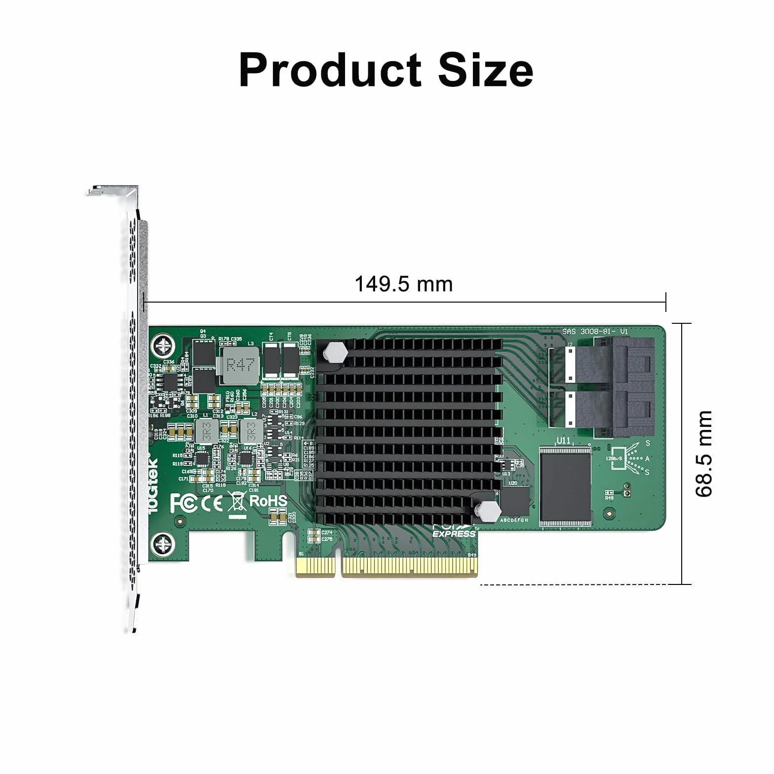 Broadcom SAS 3008 PCI-E SAS/SATA HBA RAID-Controllerkarte, kompatibel mit SAS 9300-8I