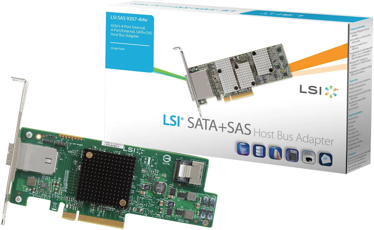 LSI SAS 9207-4i4e SATA SAS Controller 6GB 4 Ports Intern 4 Ports Extern PCI-E