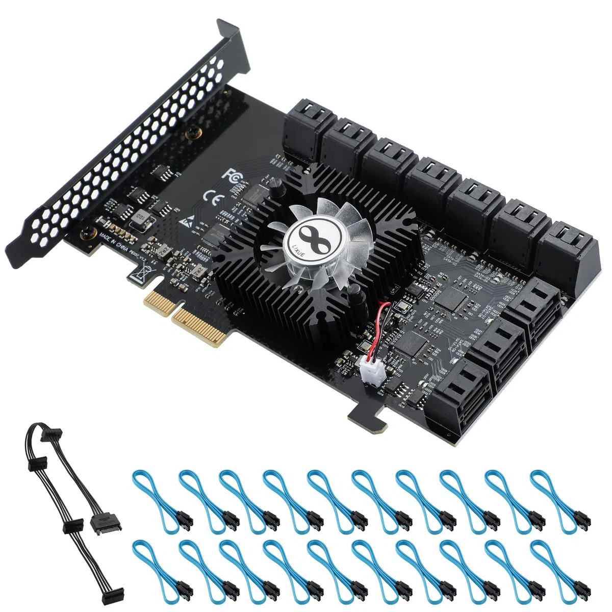ASM1064 ASM1812 4X SATA III 6Gbps Erweiterungskarte 20 Ports Kompatibel Windows Linux HDD SSD AHCI IDE