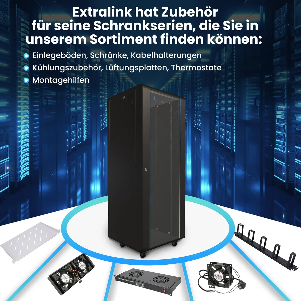 Serverschrank 19 Zoll 42 HE 600x800 freistehend gehärtetes Glas Schwarz Rack