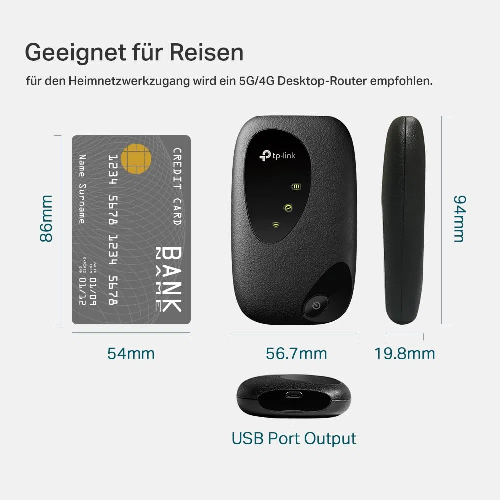 TP-Link M7200 mobiler WLAN Router (4G/LTE bis zu 150Mbit/s Download/ 50Mbit/s Upload, Hotspot, 2000mAh Akku, kompatibel mit Allen europäischen SIM Karten)
