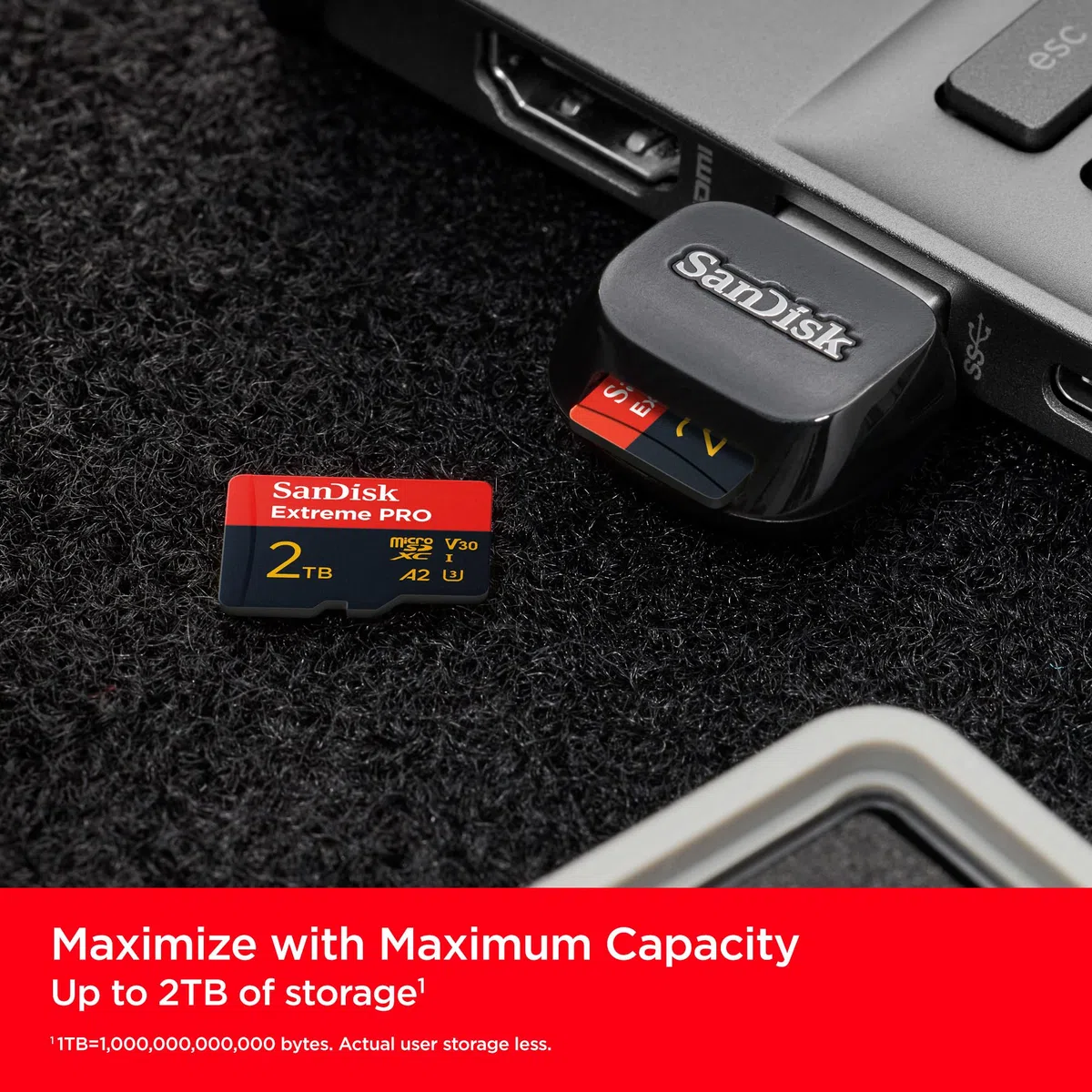 SanDisk Extreme PRO microSDXC UHS-I Speicherkarte 2TB + SD Adapter, Übertragung bis zu 250 MB/s, A2, V30, 4K UHD