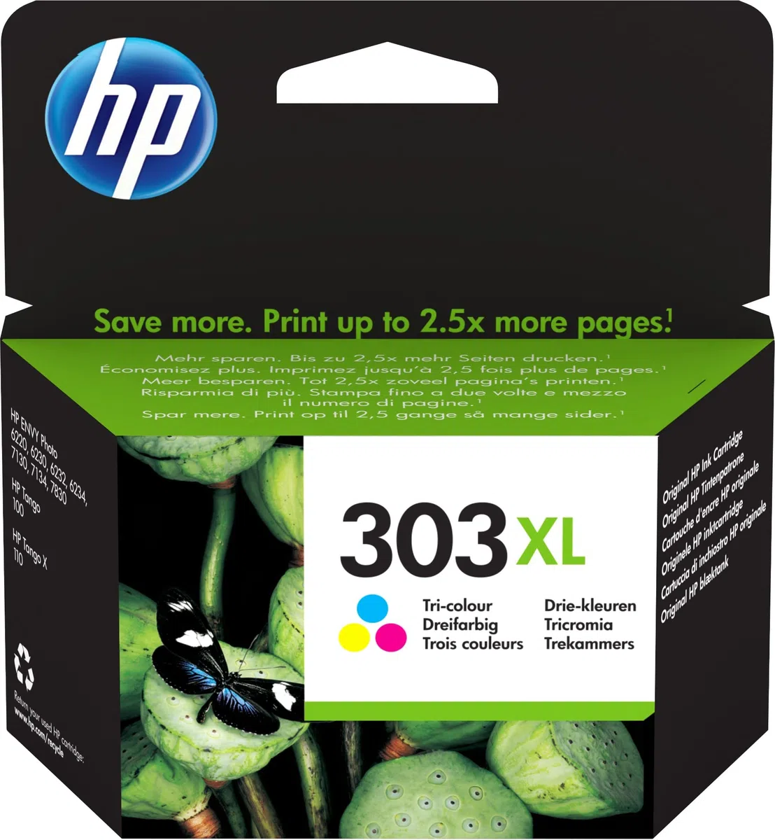HP 303XL (T6N03AE) Original Druckerpatrone Farbe mit hoher Reichweite für HP ENVY 6200, 7100, 7134, 7220e, 7221e, 7224e, 7800, 7900e HP Tango Printer, Tricolor