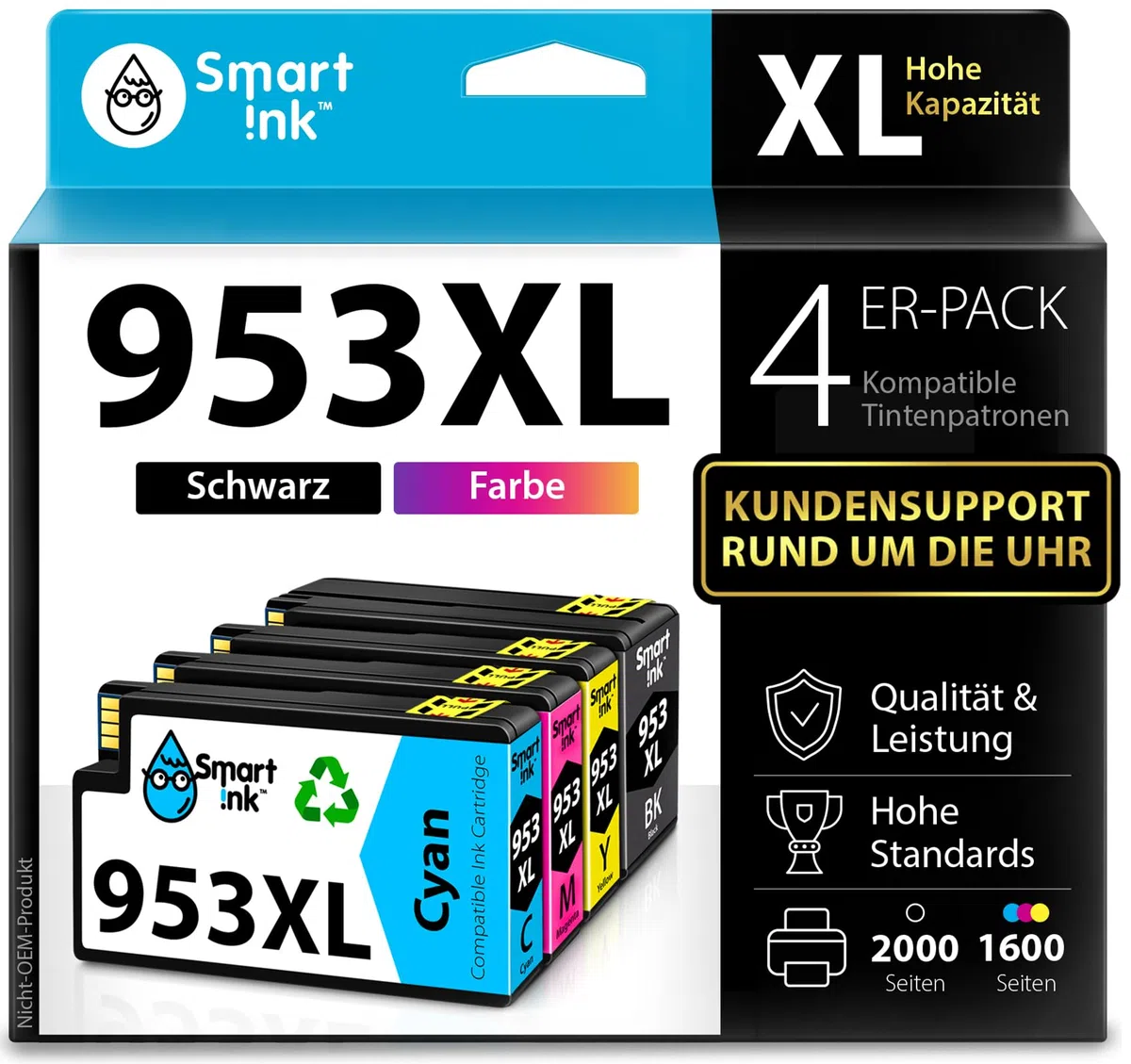 Smart Ink Kompatible Druckerpatronen Ersatz für HP 953XL Multipack Schwarz Blau Rot Gelb Officejet Pro 7720 7730 7740 8210 8218 8710 8715 8718 8720