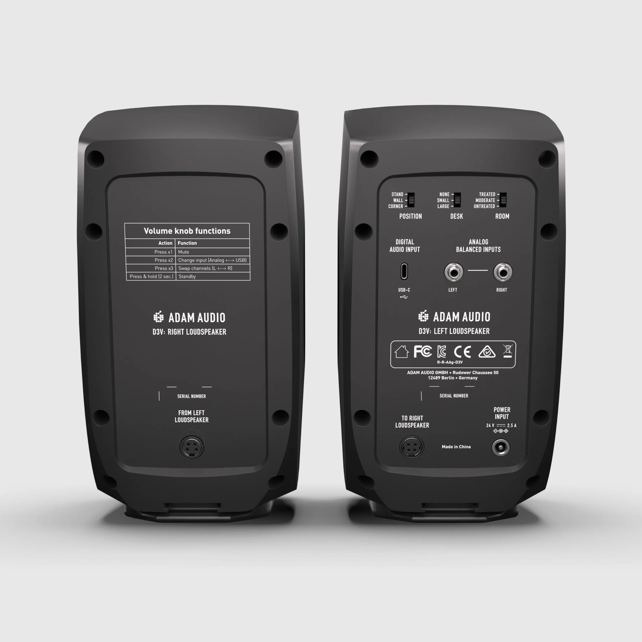 ADAM Audio D3V Aktives Desktop-Monitorsystem USB-C Paar Schwarz